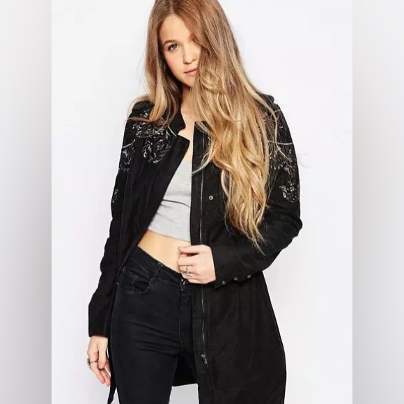 Free People Sargent Zip-up Long Sleeve Embroidered Coat - Picture 7 of 17